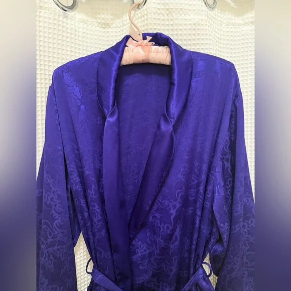 Vintage Victoria's Secret Gold Label - Deep Purple Satin Robe
